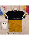 Black Yellow Outluk Two Colour Pattern Cotton Round Neck Half Sleeve T-Shirt 003